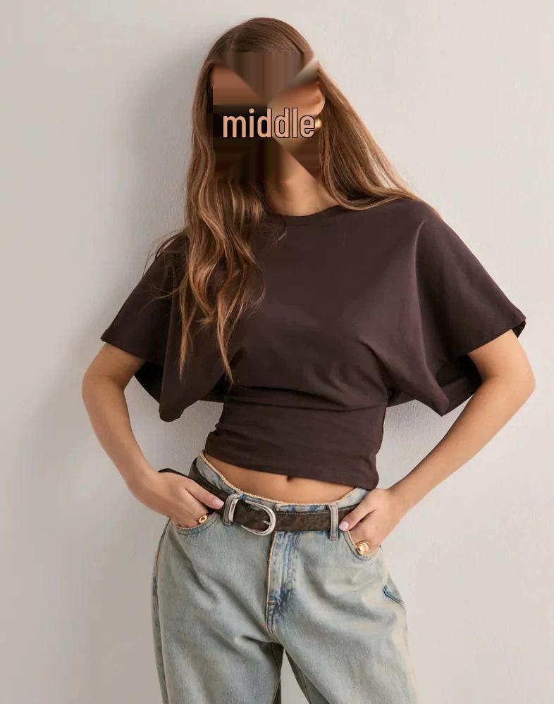 2025 Plus Size Women's Summer Casual Round Neck Short Sleeve T-Shirt - Solid Color