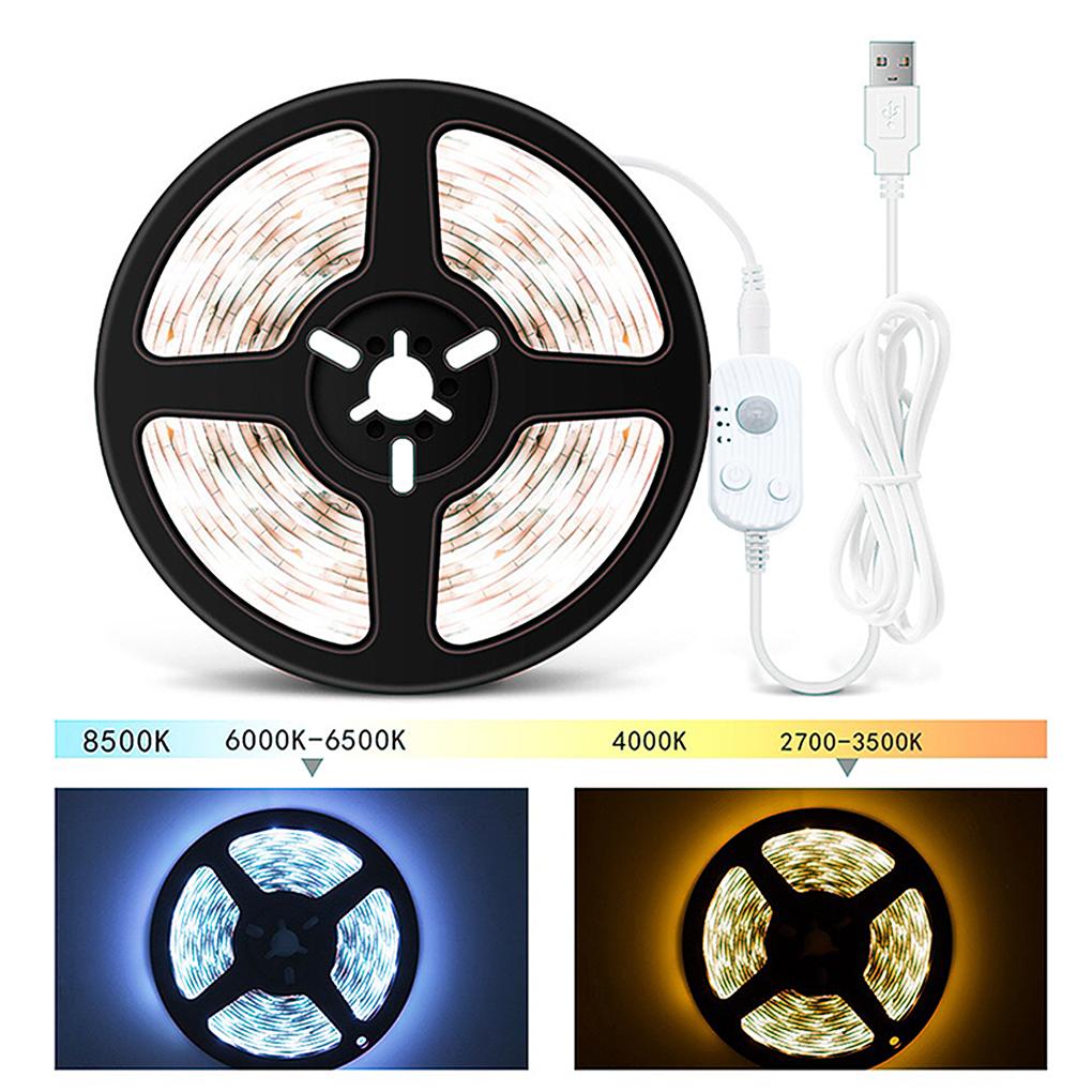 Strip Light Infrared Sensor 3500K/6500K LED Cabinet Ribbon Lamp Adhesive Decoration DIY Trimmable Wall Lighting