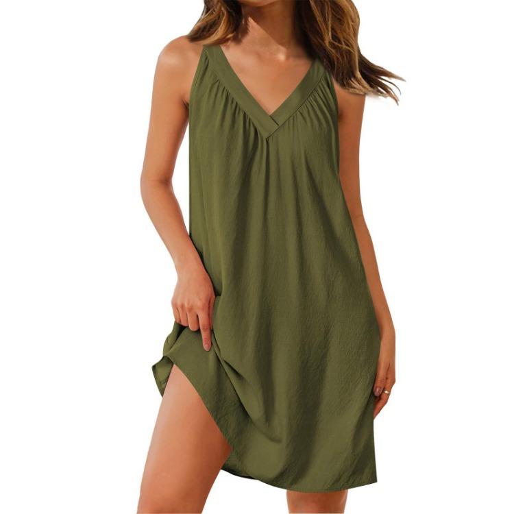 

Легкое вечернее платье без рукавов с V-образным вырезом для женщин, модное однотонное короткое M