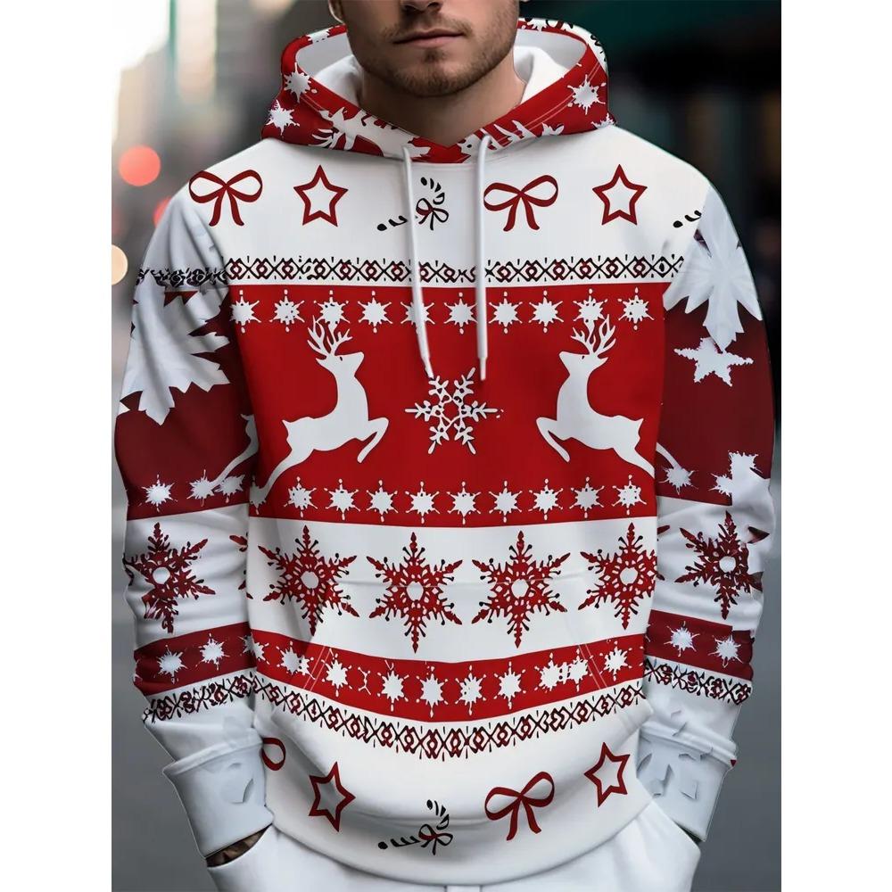 Autumn Winter Christmas Day Creativity 3D Printed Hoodie Men's Fashion Comfort Loose Sports Leisure Versatile Pockets Hoodies