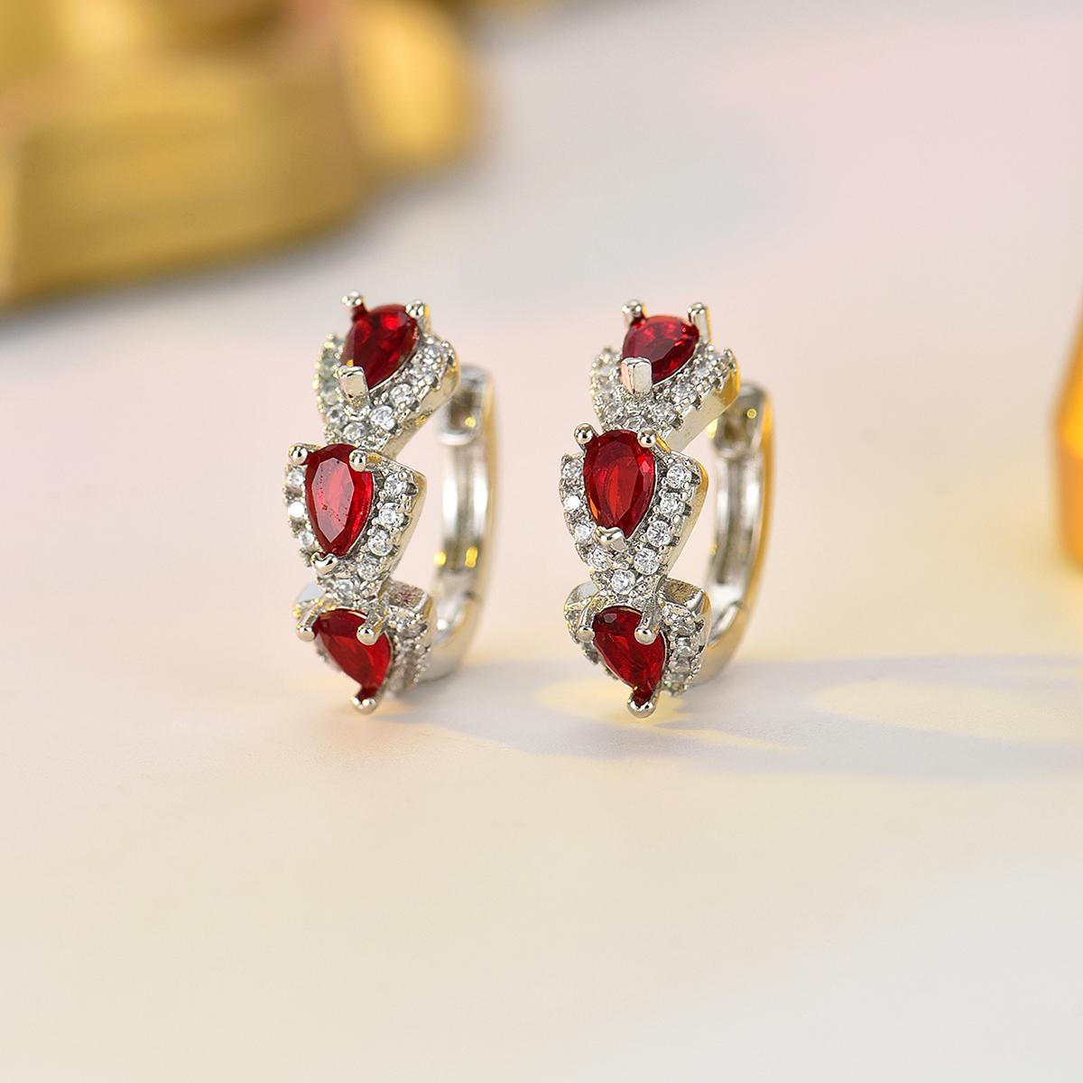 

15mm Small Huggie Earrings with Pear Cut Cubic Zirconia Paved CZ Colored Stone Hoop Earrings Luxury Daily Wear Jewelry