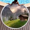 Pretty Country Scenery Print Round Beach Blanket,Polyester Sand Resistant Beach Towel,Absorbent Quick Dry Pool Towel Picnic Mat