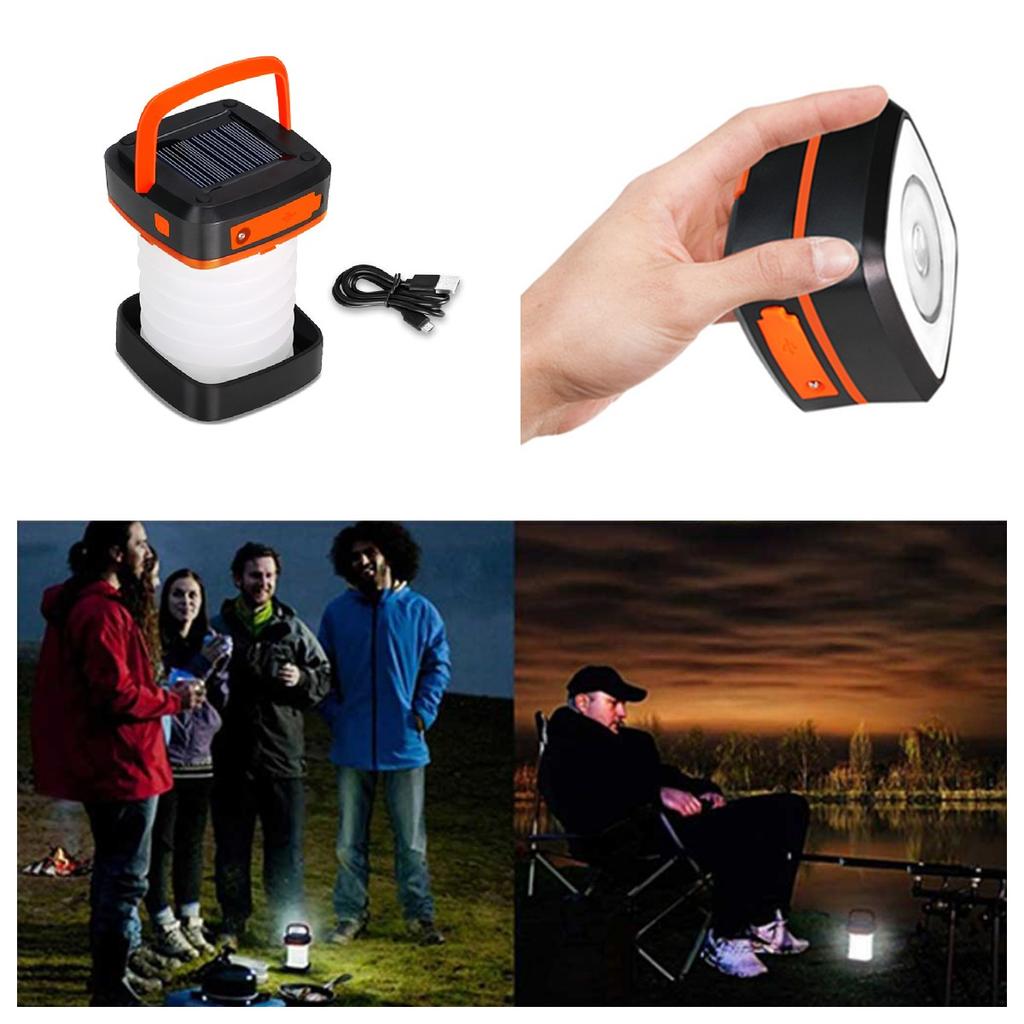 Solar Rechargeable LED Flashlight Power Camping Tent Light Torch Lantern Lamp