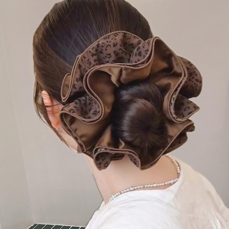 Stylish Coffee Brown Hair Scrunchies With Four Reinforced Edges Stretchy Fabric Hair Band Headwear for Daily Styling