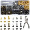 Metal Double Cap Rivets Stud Round Spike Nail With Tool Kits For Shoes Bag Belt Leathercraft Repair Clothing Garment Accessories
