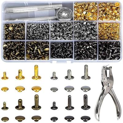 Metal Double Cap Rivets Stud Round Spike Nail With Tool Kits For Shoes Bag Belt Leathercraft Repair Clothing Garment Accessories