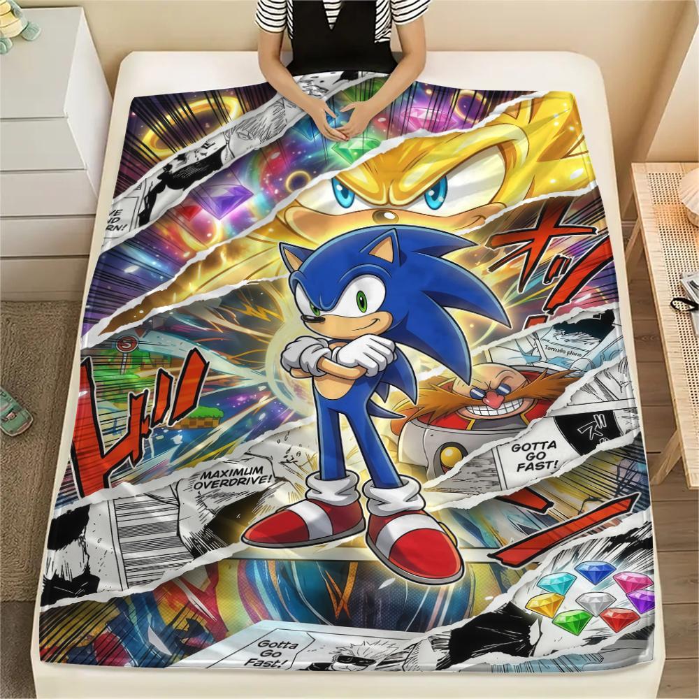 

Spliced Sonic the HedgehogPrint Flannel Blanket, High quality Comfortable for All Seasons, Home Decor, Warmth and Comfort 80cm x 120cm