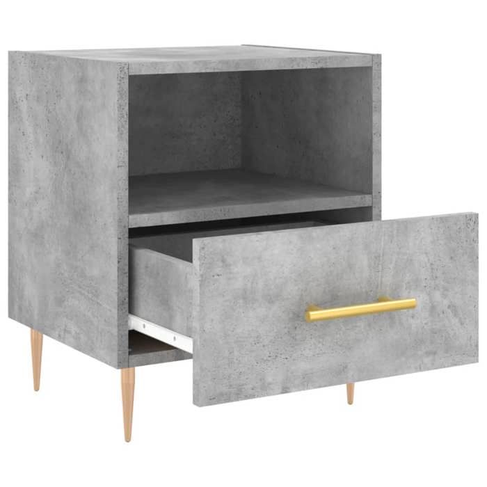 Table de chevet - Maison Exclusive - Gris béton - 1 tiroir et 1 compartiment - Bois d'ingénierie, pieds métal