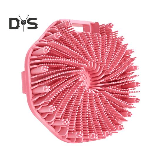 

Силиконовая щетка для ванны, отшелушивающая щетка для чувствительной кожи, с массажными колоннами и нескользящей ручкой, щетка для тела розовый