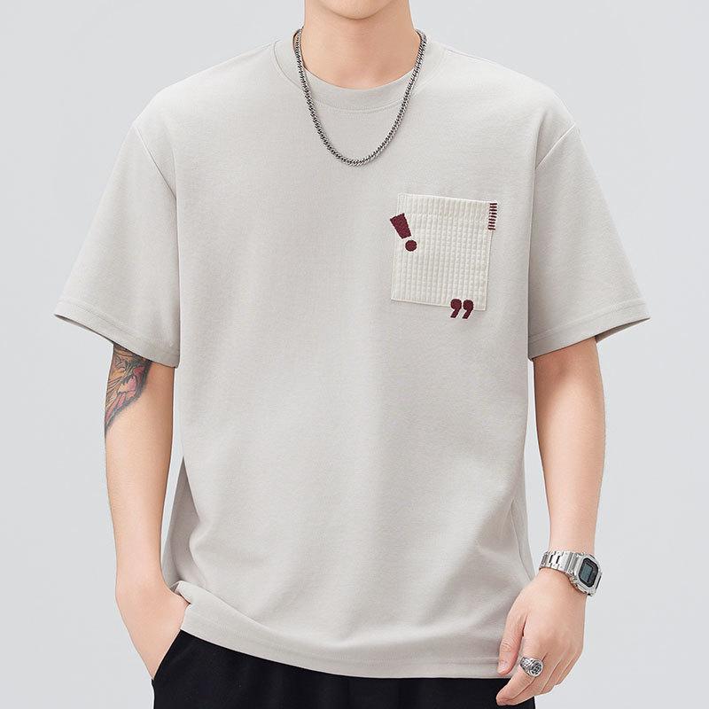 

Мужская новая летняя свободная футболка с круглым вырезом и короткими рукавами, тонкая футболка с принтом 4XL серый