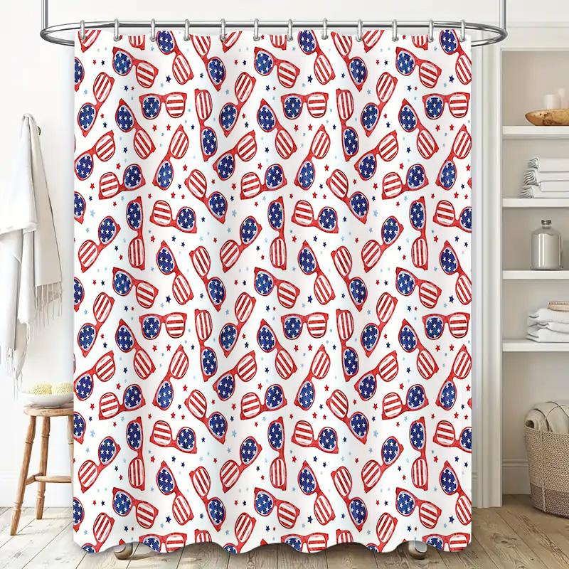 Sunglasses Shower Curtain Beach Vibes Summer Vibes Tropical Pattern Bathroom Decor Waterproof Fabric Home Decoration Coastal The