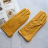 Ladies Sheepskin Gloves Classic Solid Color Versatile Leather Spring Knit Lining Cycling Driving Gloves Autumn