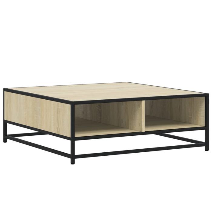 VidaXL Table basse chêne sonoma 80x80x30 cm bois d'ingénierie et métal, table d'appoint, table de salon, table latérale, 848770