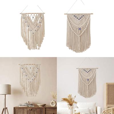 Macramé Suspendu au Mur Art Mural Décoration de Maison Cadeau de Noël Belle Tapisserie en Fil Boho Tissé pour Fête Appartement