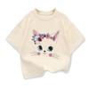 Smile Cartoon Cat Graphic Kids Clothing Tees T Shirt 2025 Girls Loose Short Sleeve T-shirt Kids Birthday Tee Children Clothes
