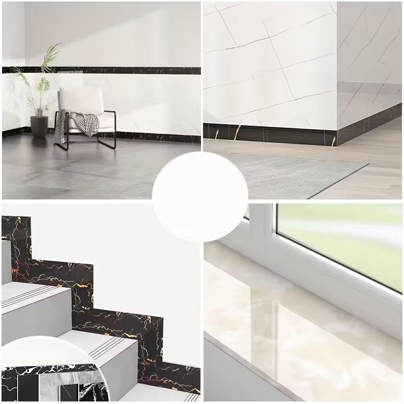 1 roll 196.85inch x 3.94inch thick marble self-adhesive wallpaper,DIY removable,suitable for TV background walls, door frames