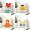 Fun Cartoon School Patterns For Children Pillow Case Cotton Linen Fabric Square Zipper Pillowcase Home Decorative Living Room