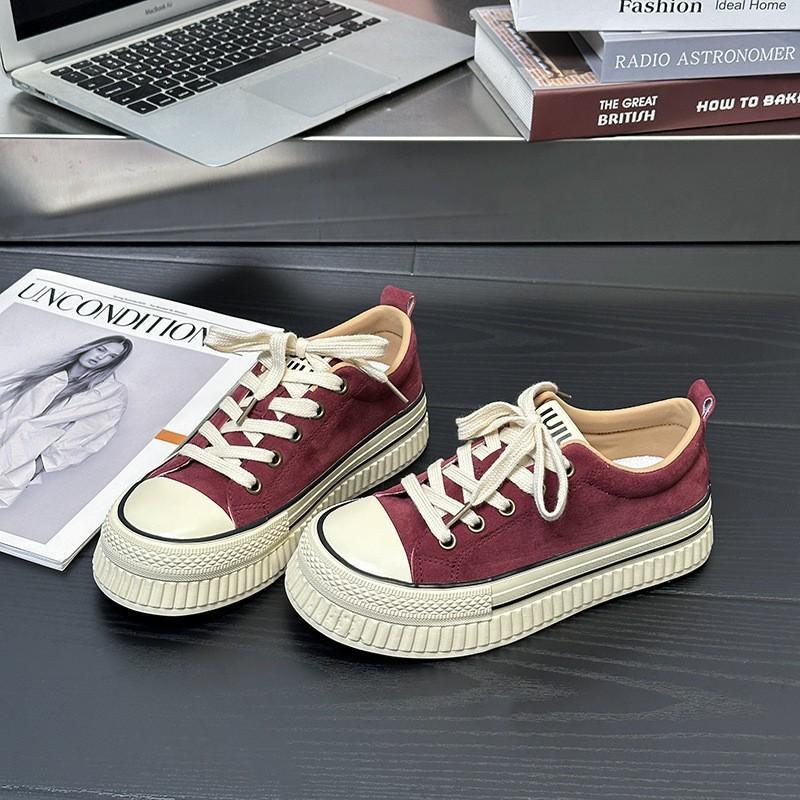 Maillard platform biscuit canvas shoes women's new versatile niche casual flat skateboard shoes