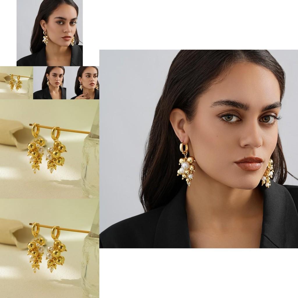 Geometric Gold And Faux Pearl Drop Earrings Stylish And Versatile