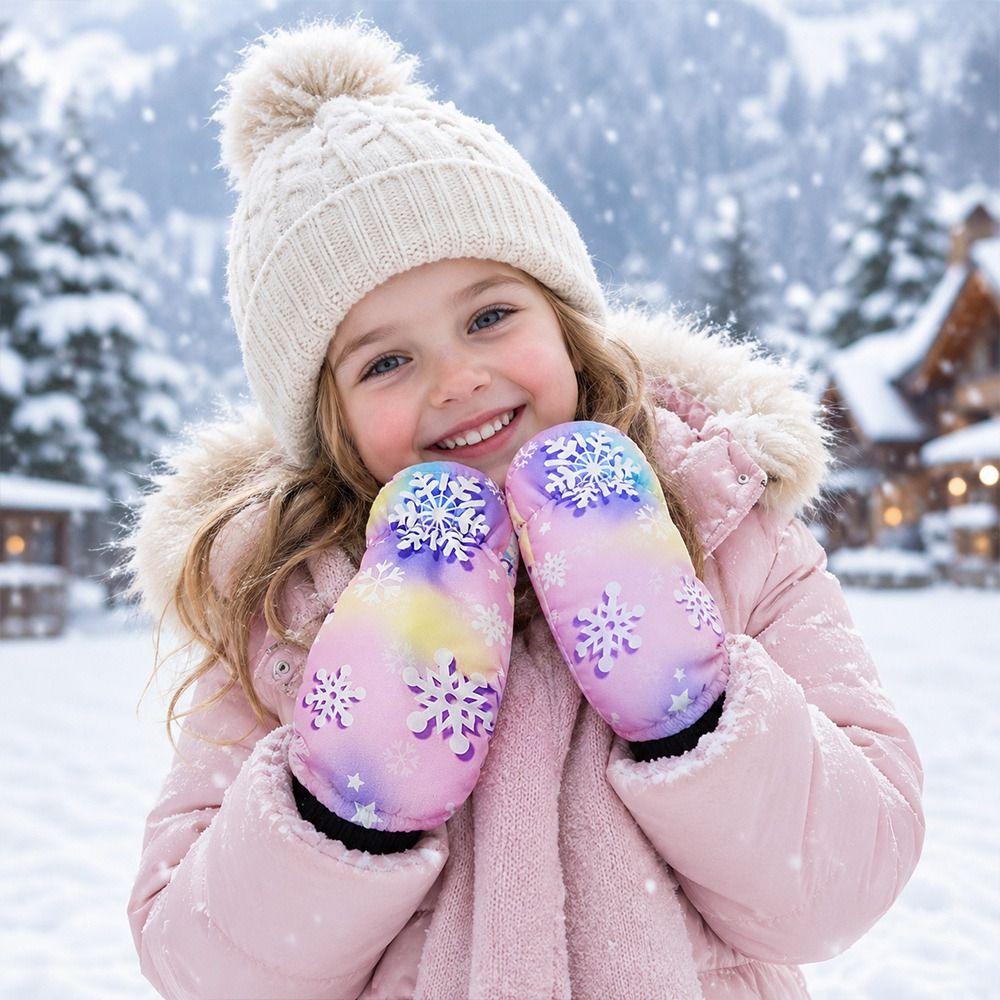 Waterproof Children Ski Gloves Non-slip Kids Winter Mittens Cute Snow Gloves  Ski