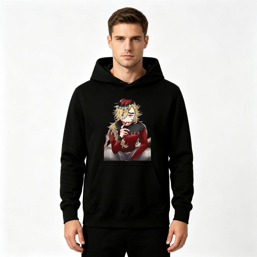 Men's Printed Pullover Hoodie Anime Demon Character Casual Long Sleeve Sweatshirt