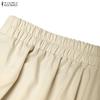 ZANZEA Women Elastic Waist Loose Casual Wide Leg Culottes Pants