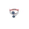 Bague Œil Bleu Double Zirconium Couleur Argent Bague de Doigt Réglable Anneaux Torsadés Tendance Fête