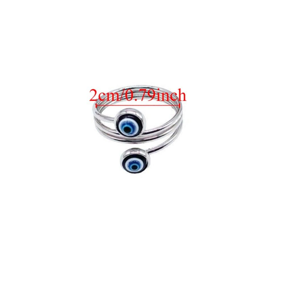 Bague Œil Bleu Double Zirconium Couleur Argent Bague de Doigt Réglable Anneaux Torsadés Tendance Fête
