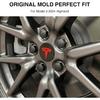 Wheel Center Hub Cap Kit With Tesla Emble Brand Center Caps For Model 3 Model Y With 20 Lug Nut Covers (4PCS) (Red)