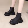 Thick-soled Chelsea Martin boots women's 2025 autumn and winter new British round head small man height-increasing zipper cigarette tube short boots