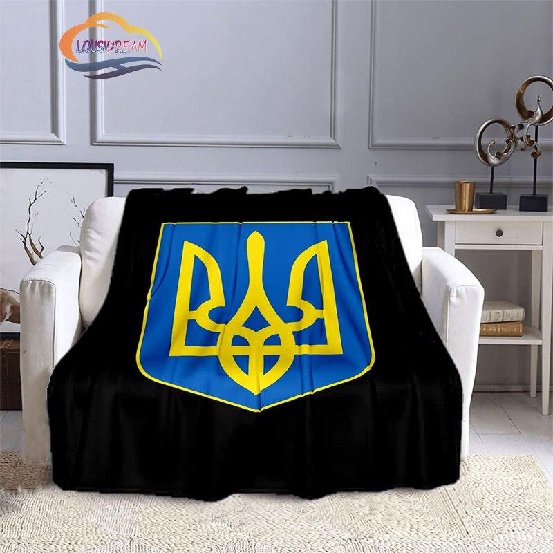 Modische Decke der ukrainischen Fußballmannschaft mit goldenem Logo für Erwachsene und Kinder, 3D-gedruckte warme Decke, Geschenkdecke für Sportliebhaber