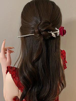 1 Pcs Mode Exquis Bâtonnets à Cheveux Fleur Rose Lune Pour Femmes Filles Accessoires Cheveux de Fête
