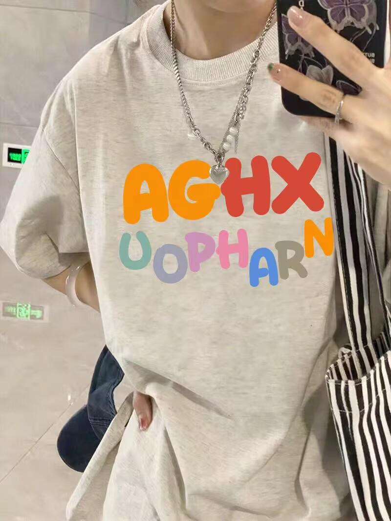 

Женская летняя черная хлопковая футболка свободного кроя с коротким рукавом и прямым плечом, 2025 XXL