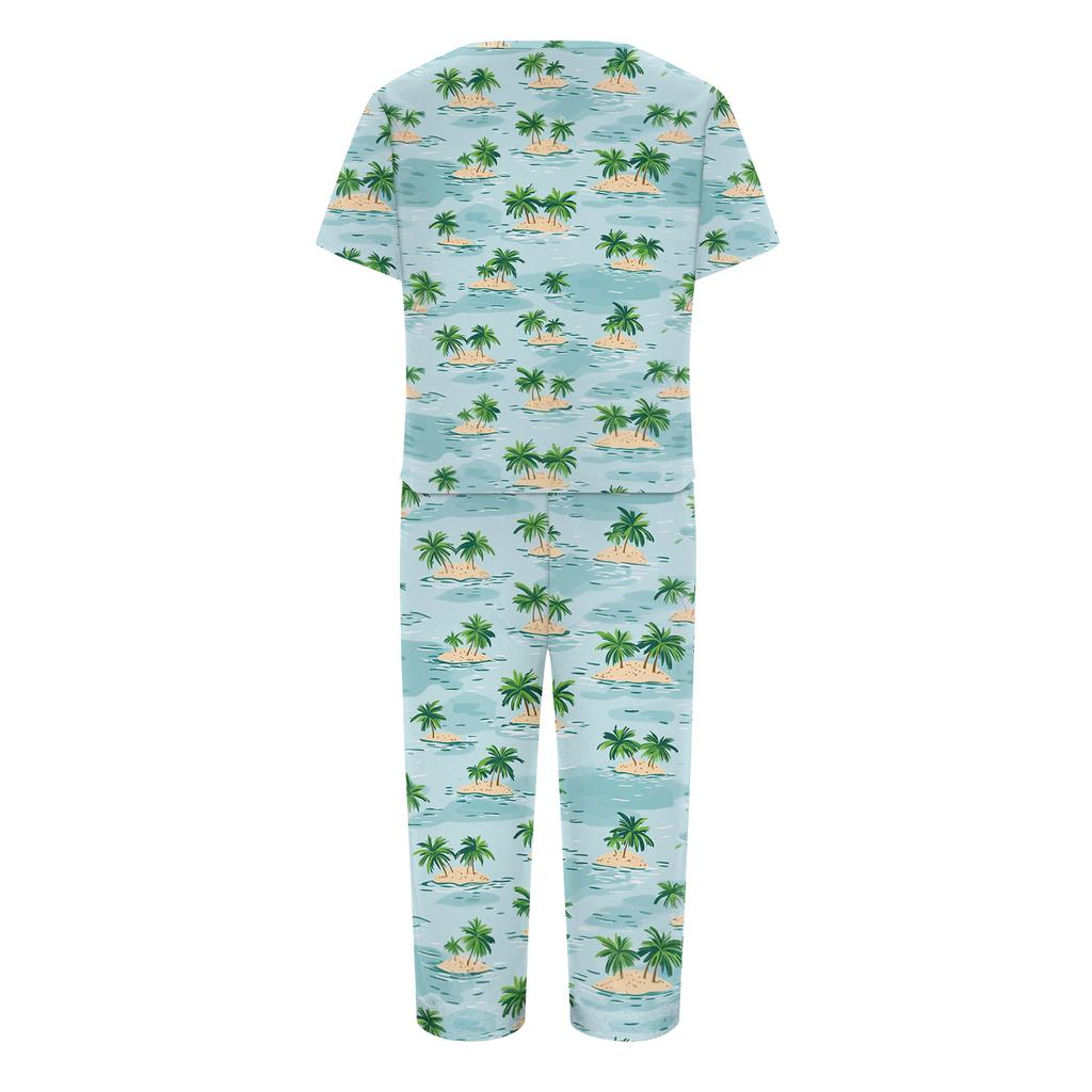 2 Piece Sets For Women Short Sleeve Top And Pants With Pockets Workout Soft Print Sets