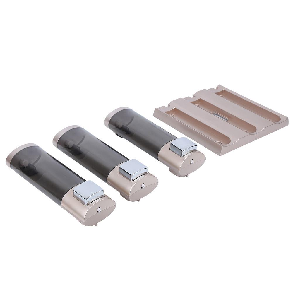 3x 200ml Manual Soap Dispenser WallMounted Three Chamber Shampoo Box Shower Gel Container