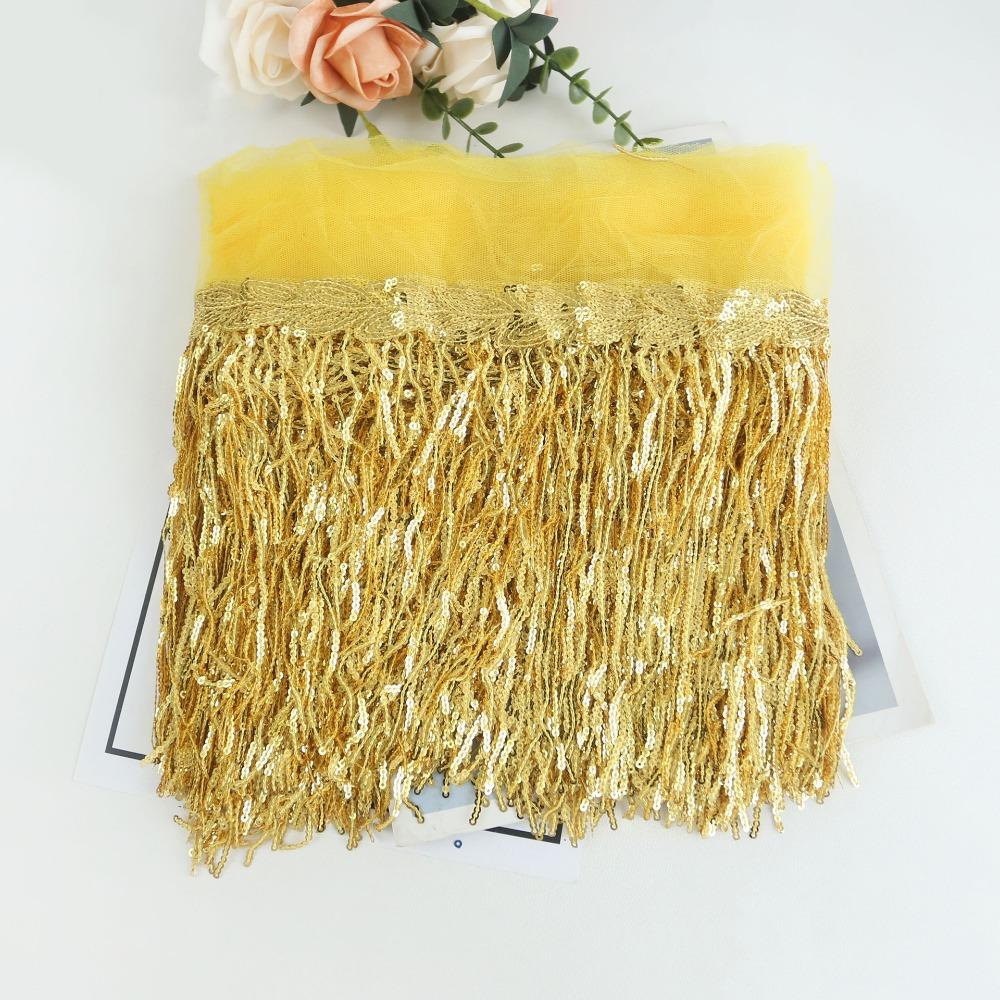 10 Yards DIY Accessories Lace Ribbon 20cm Width Glitter Tassels Decorative Trimmings Dance Costume