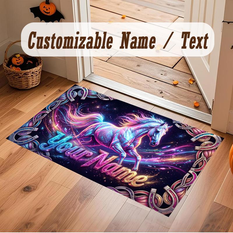 Astronaut Space Theme Soft Crystal Velvet Rug Custom Name & Text Print Non Slip Floor Rug for Bedroom Living Room