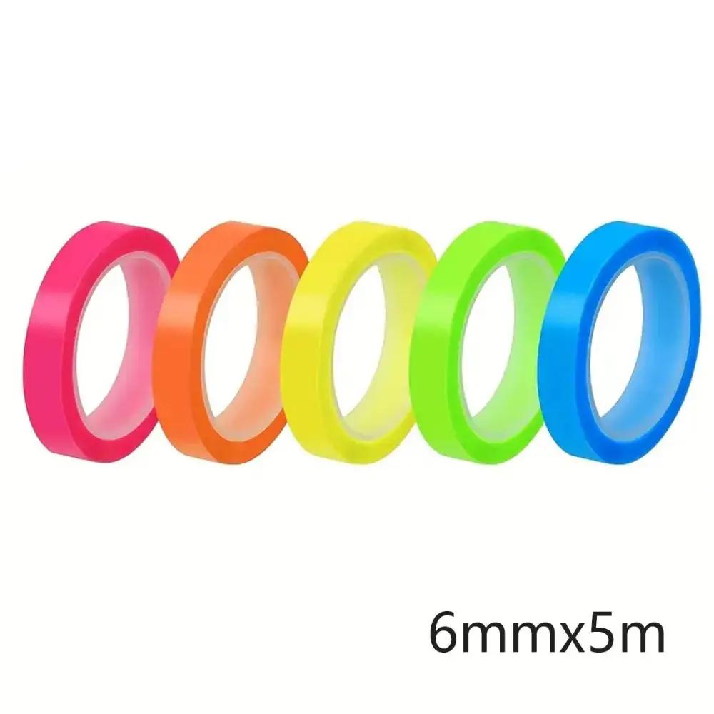 Transparent Highlighter Sticker Professional 5 Rolls Adhesive Fluorescent Index Tabs PET Label Stickers School Office Supplies