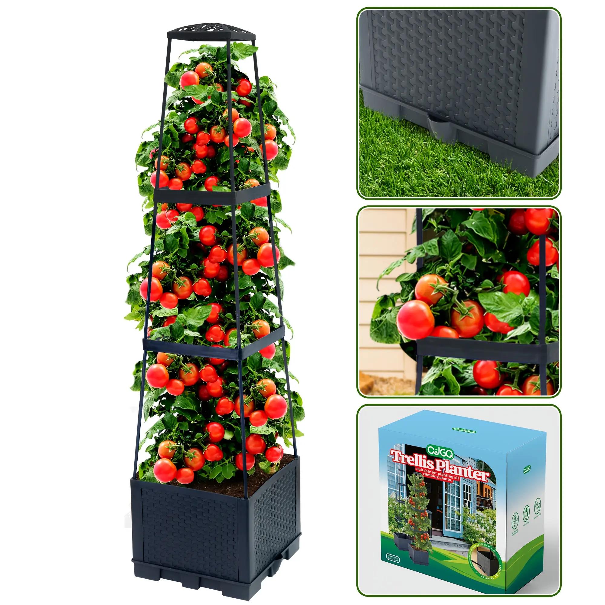 

44.8 Extra Tall Self-Watering Tomato Planter 2-in-1 Indoor Outdoor Heavy Duty Plastic Garden Planting Box