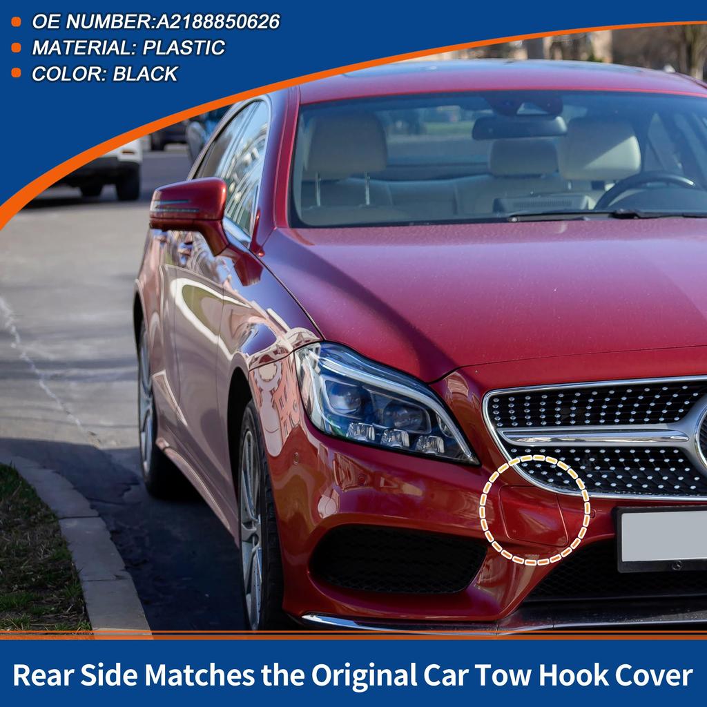 ACROPIX Front Car Bumper Toe Hook for Mercedes and Benz CLS W218 and CLS550 Part 1 Piece Cover, Black, 2015-2018, Number A2188850626,