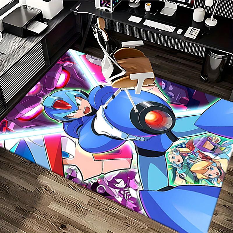 1pc Mega Man Anime Cartoon Design Office Chair Mat Non-Slip Carpet for Home Decor, Suitable for All Seasons, Ideal As a Gift for Fans.Y032
