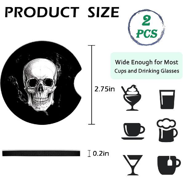 2 Pack Car Coasters for Cup Holders,Mandala Flower Car Cup Holder Coasters,2.75" Universal Size Anti Slip Rubber Mat,Automotive Interior