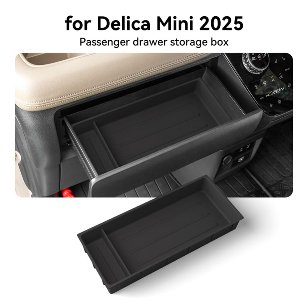 YOFER New Delica Mini Upper Glove Box Instrument Panel Passenger Side Slide Passenger Side Storage Box Protective Protective Interior Noise Stain