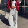 VIONA American Retro College Style Loose Fit Two-Piece Set with Double Waist Head Fake Bathroom Pants for Sports Leisure Fashion
