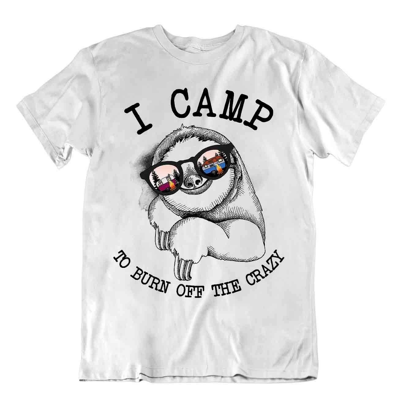 Camping Outside Trip T-Shirt Tee Cool Crazy Sloth Gift Cute Funny Outdoor Fresh 2XL