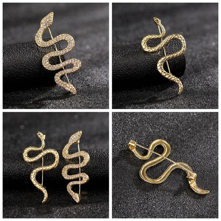 Unique Gold Tone Snake Brooch Designed for Trendsetters and Jewelry Collector Practical Zinc Alloy Lapel Pin Decoration