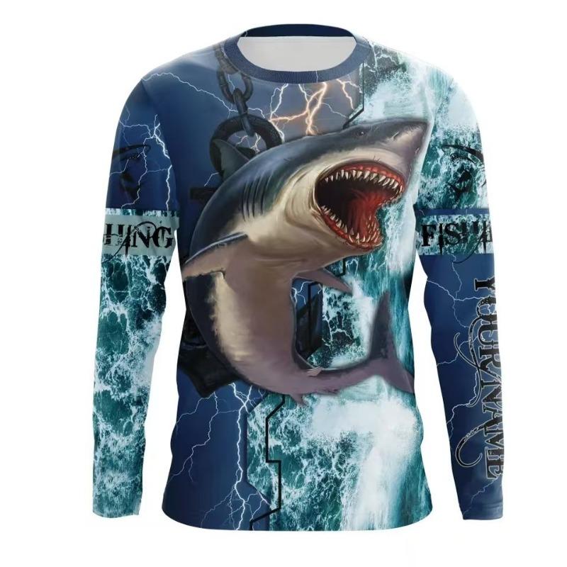 Autumn Men's Long Sleeved T-shirt 3D Printed Fishing Casual Sports Top Shirt