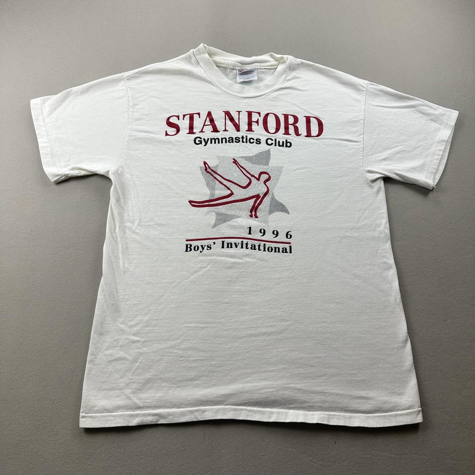 Vintage Stanford University T-Shirt Mens Medium White Gymnastics College USA 90s XL