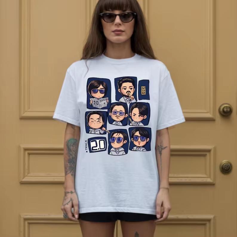 2026 BTS 2.0 Arirang Album Postać z kreskówki Unisex Bawełniany T-shirt Koreański Kpop Zespół Chłopięcy Męski Damski Retro Y2k Koszulka