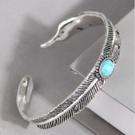 Bracciale Aperto da Uomo con Piuma Retro